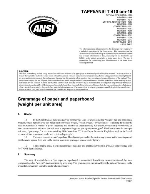 basis weight of paperboard