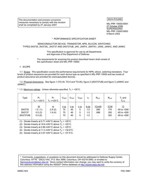 MIL MIL-PRF-19500/395H